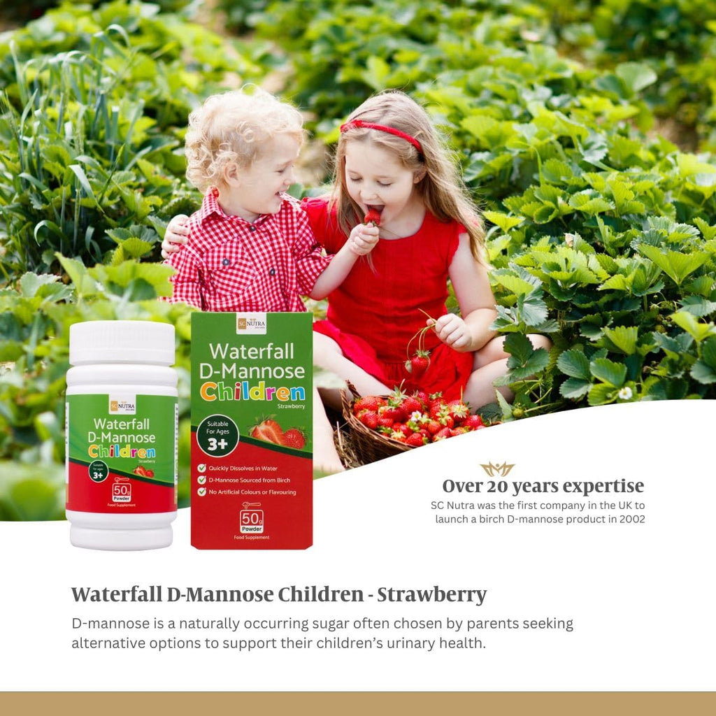 Waterfall D-Mannose Niños Sabor Fresa - D-Manosa Natural de Abedul (Sweet Cures)