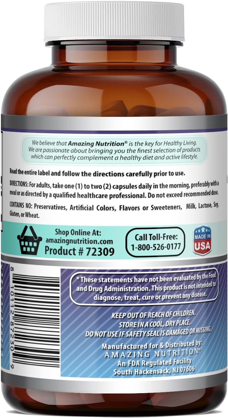 Amazing Formulas DHEA 50 mg por ración | Dehidroepiandrosterona | 240 Cápsulas | No-OGM | Sin Gluten