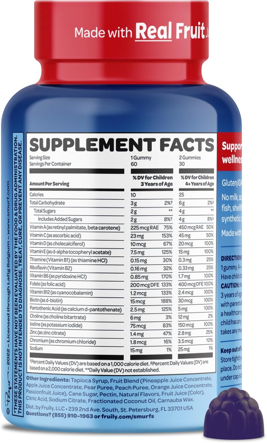 Gominolas Multivitamínicas Smurfs para Niños - 60 Gominolas