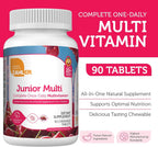 Zahler Junior Multi - Complete Children's Multivitamin - 23 Vitamins & Minerals - Kosher, Non-GMO & Gluten Free - Cherry, 90 Chewable Tablets