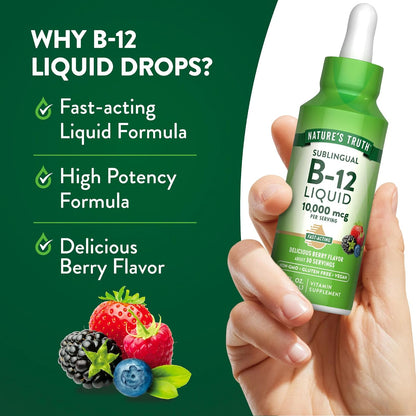 Nature's Truth B12 Sublingual Drops 10.000 – Formación de glóbulos rojos: La B12 contribuye a la formación normal – Image 3