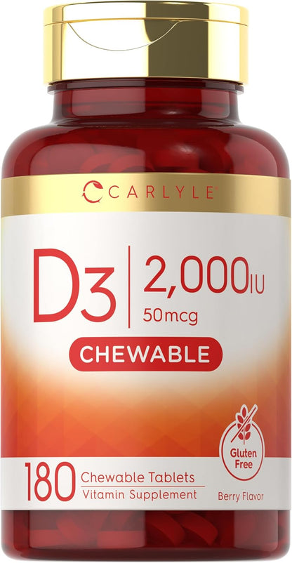 Carlyle Vitamina D3 Masticable 2000 UI (50 – La absorción y utilización normal del calcio y del fósforo. – Image 1