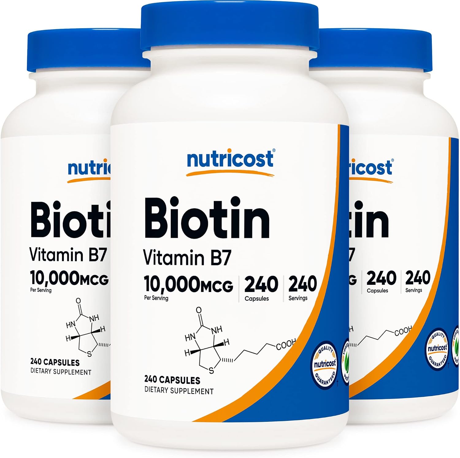 Nutricost Biotin 10,000 mcg - 240 Capsules (3 Bottles) - Non-GMO, Gluten-Free