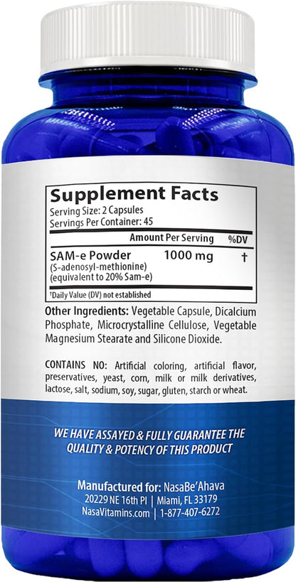NasaBeahava SAM-e (S-Adenosil-L-Metionina) 1000mg por dosis - Suplemento de alta potencia (45 días) – Image 3