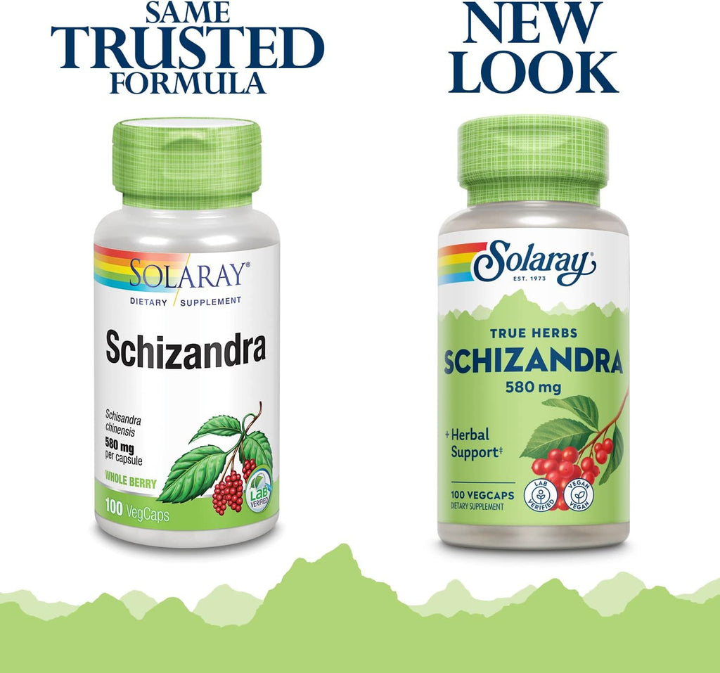 Solaray Schizandra Berry 580 mg - Extracto Puro de Baya de Schizandra, 100 Cápsulas Veganas
