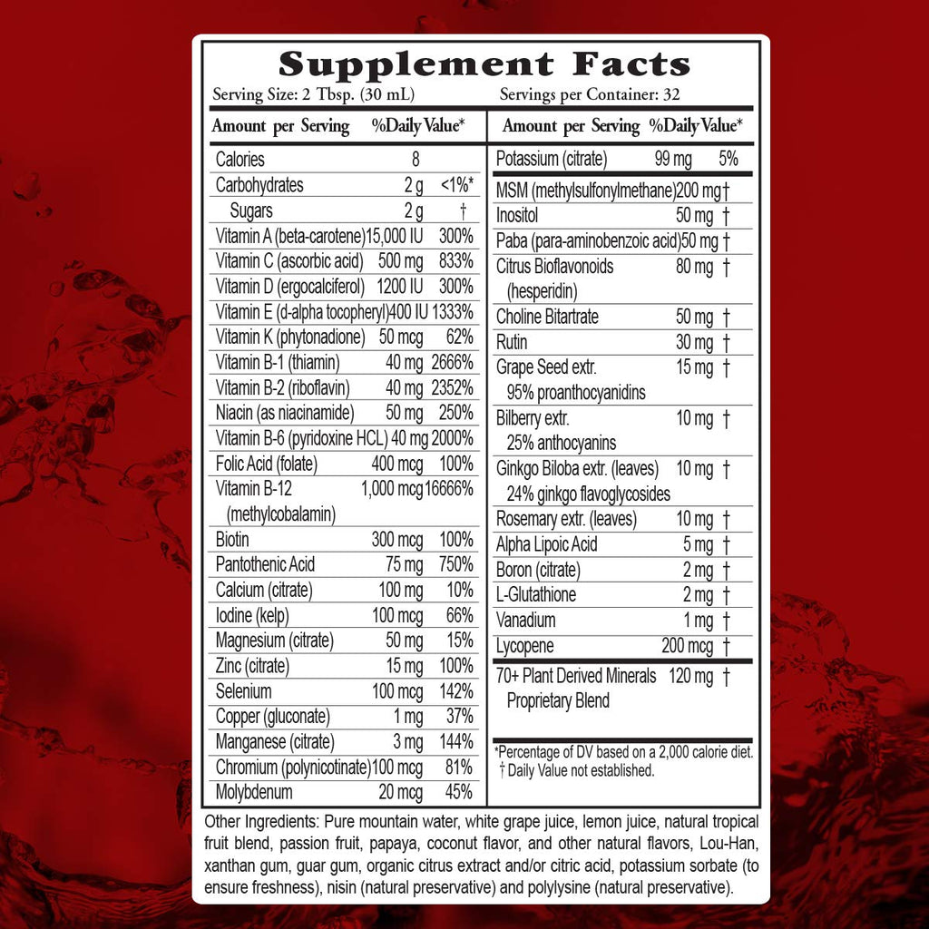 Buried Treasure Active 55 Plus Vitaminas y Minerales Diarios con Antioxidantes y Mezcla de Hierbas para Adultos Activos 32 oz - Paquete de 4