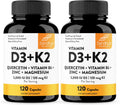 Sandhu's Vitamina D3 K2 Magnesio 5000 IU, 120mcg K2 Cápsulas 120 Unidades (Pack de 2) | con Vitamina B6, Zinc y Quercetina