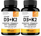 Sandhu's Vitamina D3 K2 Magnesio 5000 IU, 120mcg K2 Cápsulas 120 Unidades (Pack de 2) | con Vitamina B6, Zinc y Quercetina