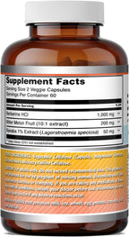 Amazing Formulas Berberine con Melón Amargo y Extracto de Banaba | 1250 mg por dosis | 120 Cápsulas Veganas