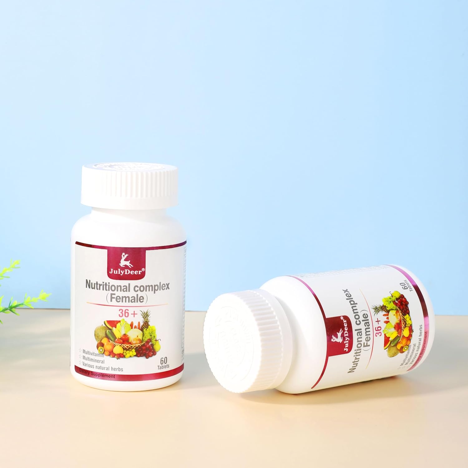JulyDeer Multivitamínico Diario para Mujeres - Complejo Multimineral y Multivitamínico con Vitaminas A, C, D, E y Complejo B, Zinc y Más - 60 Comprimidos