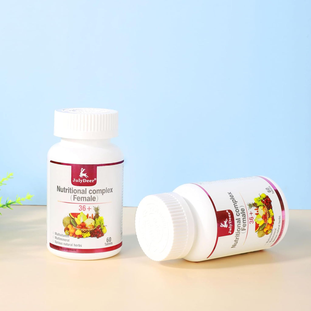 JulyDeer One Daily Tablet Multivitamin para Mujeres - Multimineral Completo con Vitamina A, C, D, E y Complejo B, Zinc y Más para Inmunidad, Cabello, Piel y Uñas, Digestión + Vegetariano - 2 Botes