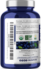 NusaPure Cápsulas de Arándano Orgánico, 668 mg, 180 Cápsulas Vegetales (No-GMO, Vegano, USDA)