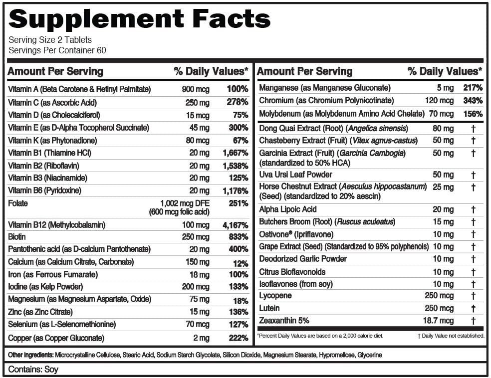 Evlution Nutrition Multivitamínico para Mujeres - Completo en Vitaminas y Minerales, 120 Comprimidos (60 Días)