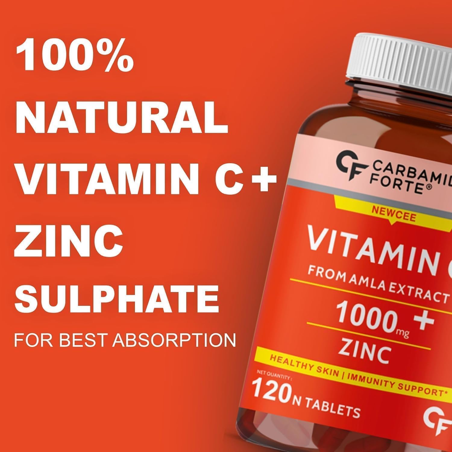 Vitamina C Natural de Amla con Zinc - 120 Comprimidos Vegetales