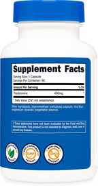 Nutricost Teobromina 400mg, 90 Cápsulas Vegetarianas - Sin Gluten, No-GMO