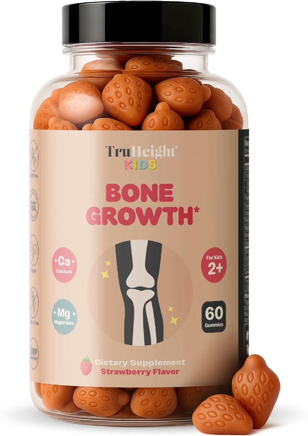 TruHeight Kids Bone Growth Gummies - Fresa - Multivitamínico para el Crecimiento Óseo Infantil