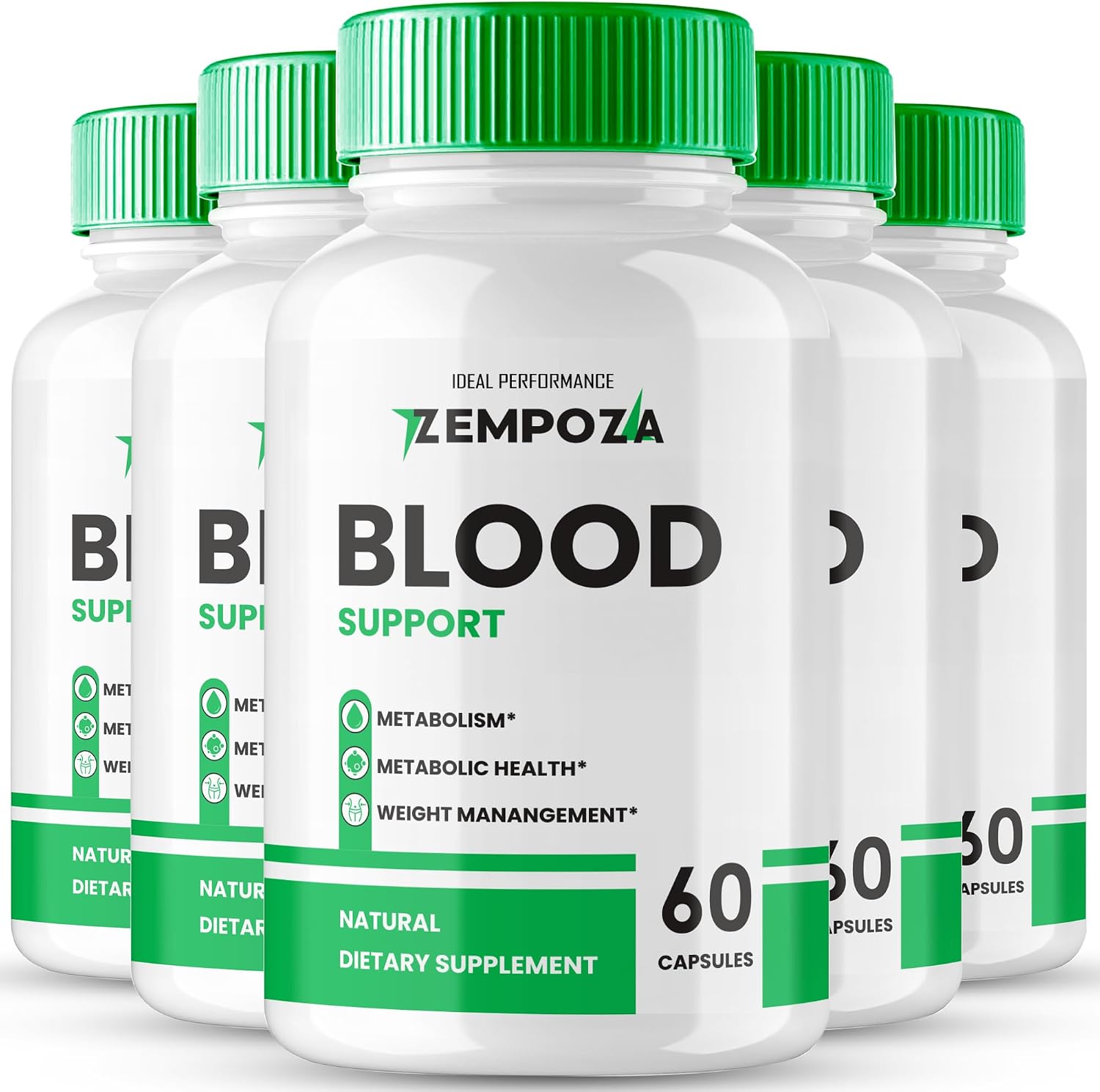 Zempoza Blood Formula Supplement Capsules, Fórmula Avanzada para la Salud Sanguínea con Vitamina C, Zinc y Canela (5 Envases)