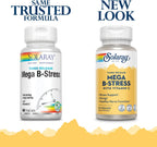 SOLARAY Mega B-Stress Complex, Sustained Release with 1000 mg Vitamin C, 60 Vegan Capsules