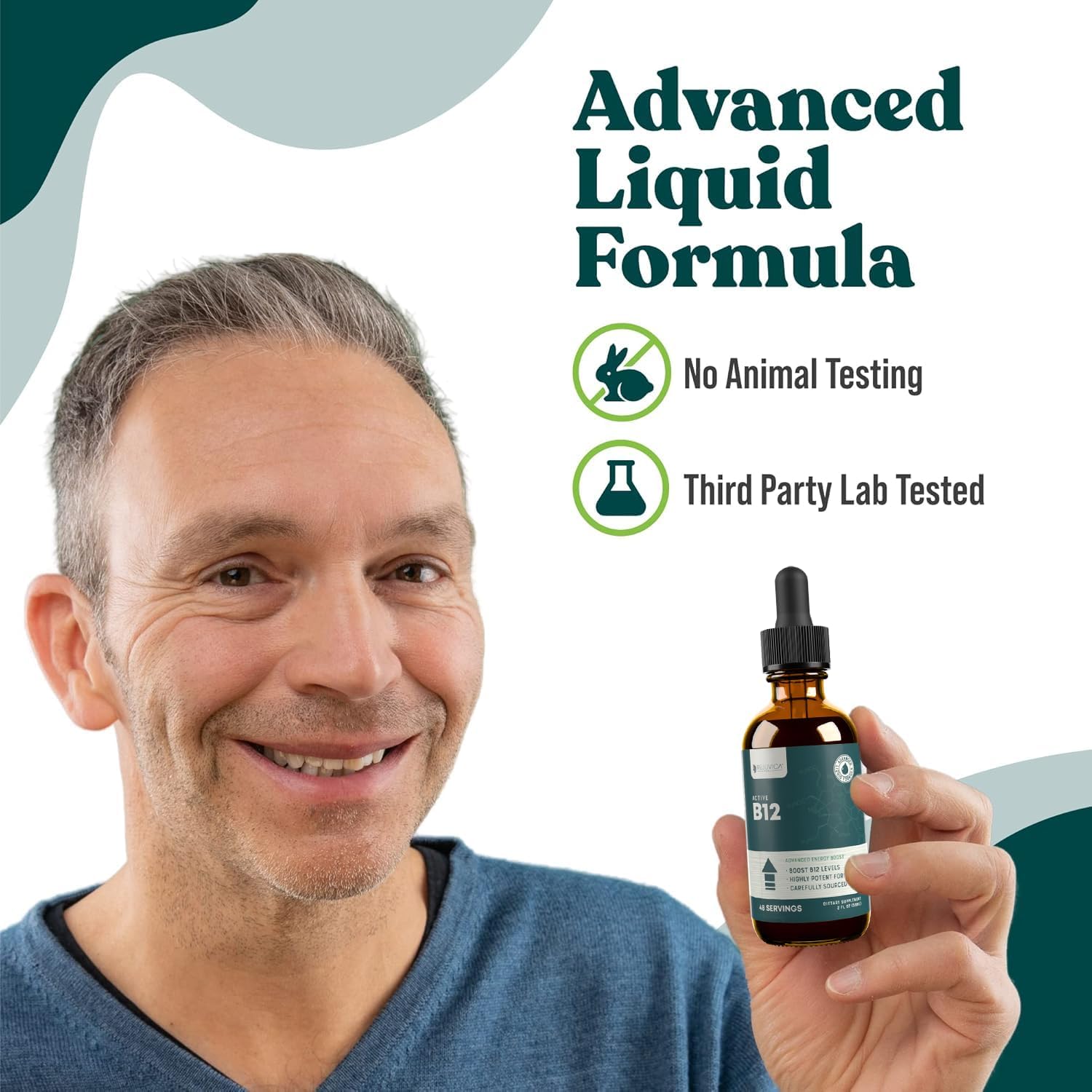 Rejuvica Health Active B-12 Suplemento Líquido de Vitamina B12, Apoya la Energía y el Sistema Nervioso - 3 Pack