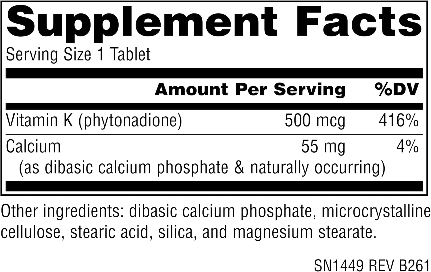 Source Naturals Vitamina K1 500 mcg - 100 Tabletas de Filoquinona