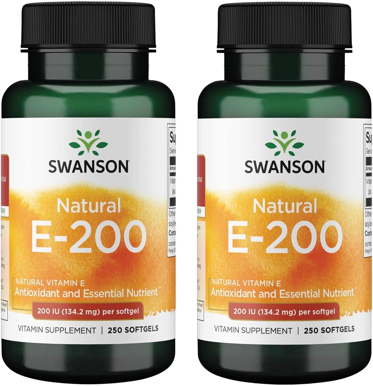 Swanson Vitamina E Natural 200 IU (134,2 mg) – 250 Cápsulas Blandas (Pack de 2)