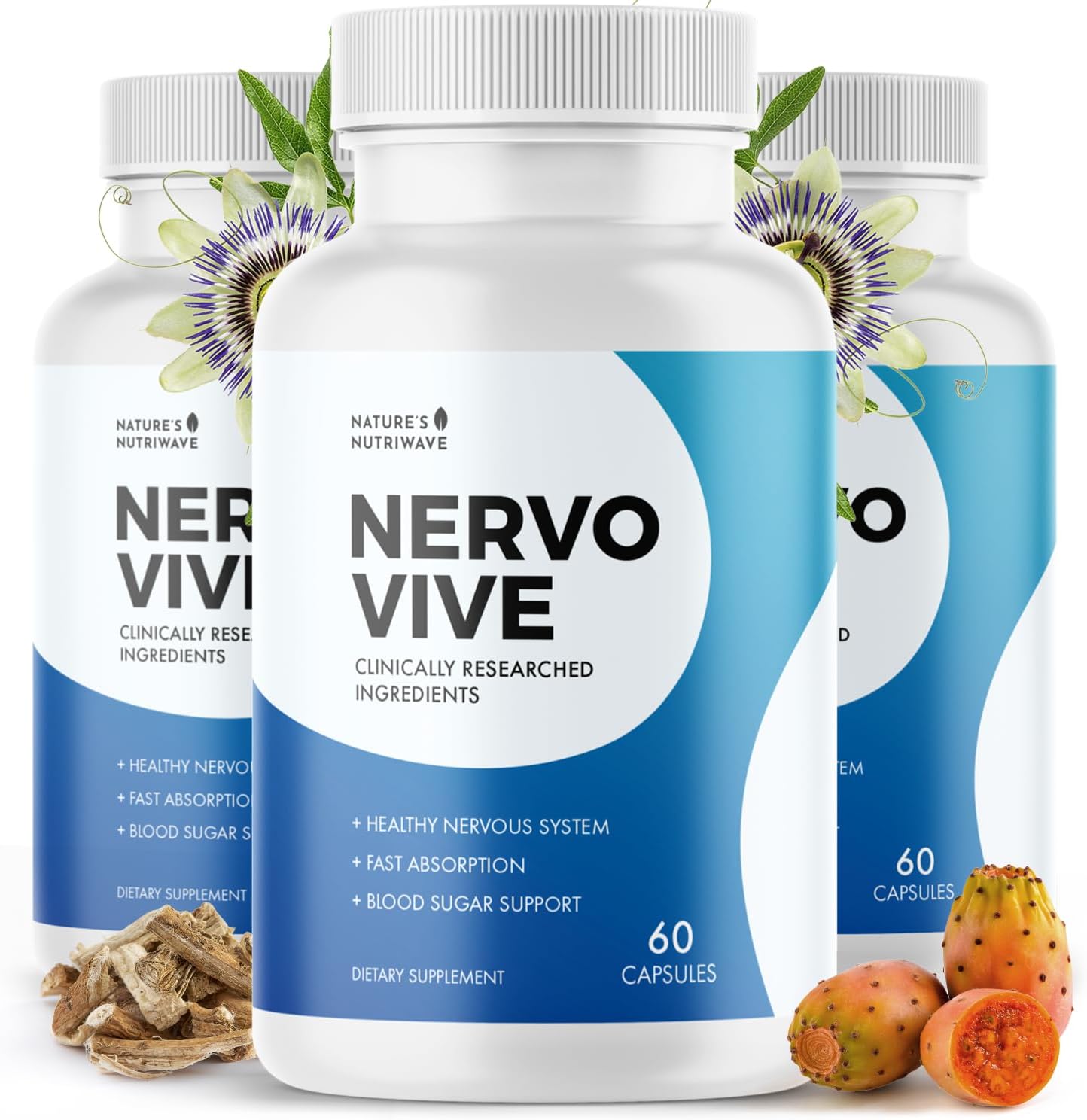 Nervovive – Cápsulas Botánicas para el Apoyo Nervioso, 60 Cápsulas (Suministro para 3 Meses)