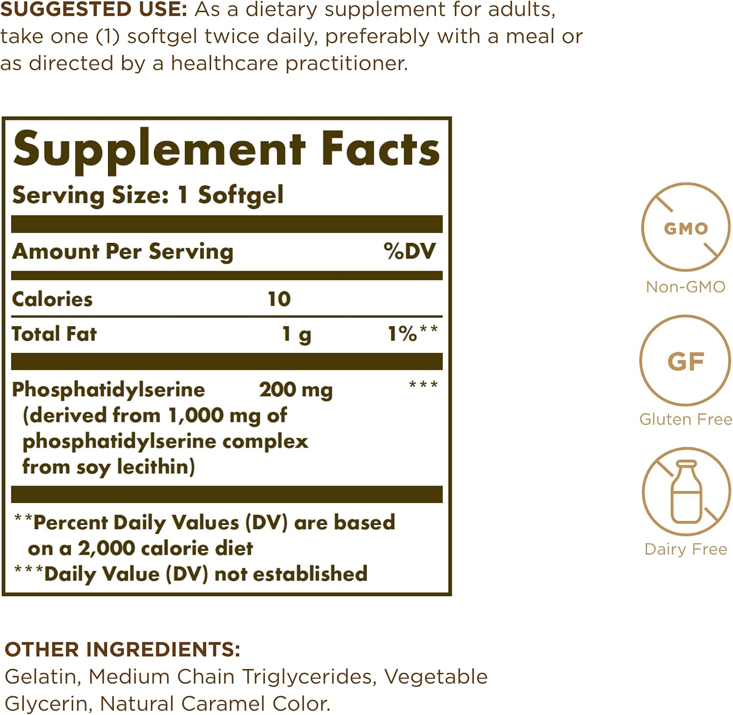 Solgar Fosfatidilserina 200 mg, 60 Cápsulas Blandas (Paquete de 2)