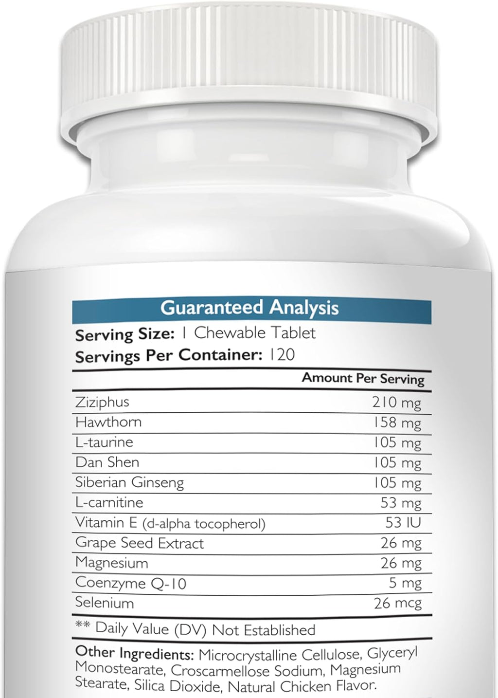 Nutrition Strength Cardio Support for Dogs with Antioxidants, L-Carnitine, L-Taurine, Coenzyme Q10 and Vitamin E, 120 Chewable Tablets