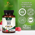 Vitamina D3 5000 UI (125 mcg) por Dosis - Comprimidos Masticables Extra Fuertes sin Azúcar - Apoyo Inmunitario, Huesos, Dientes y Músculos - Sin Gluten - 60 Comprimidos