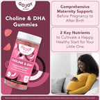 GOJOY NATURALS Gominolas prenatales con colina y DHA - Para preconcepción, embarazo y posparto - Colina bitartrato 250mg + DHA 150mg - Vegano, sin azúcar, no GMO