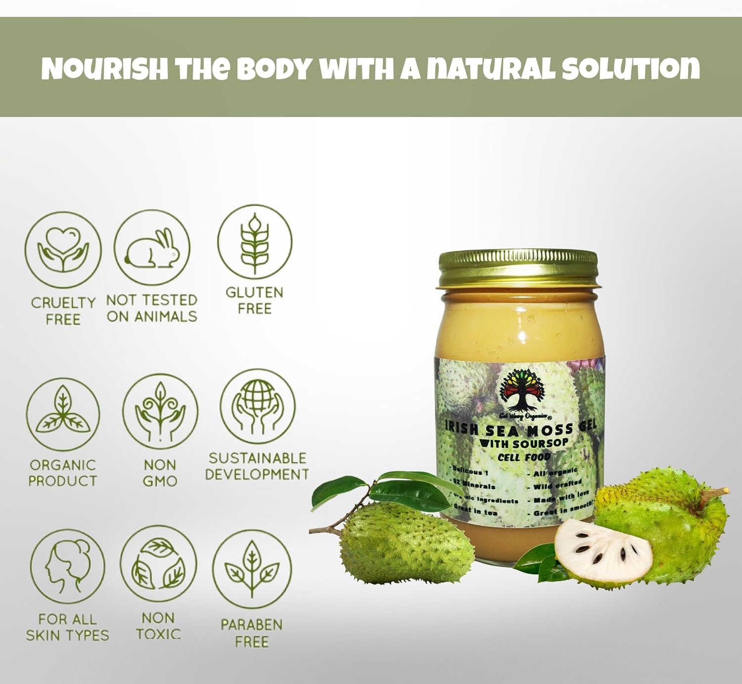 Irish Sea Moss Gel con Soursop – Orgánico, Vegano – Pack de 2