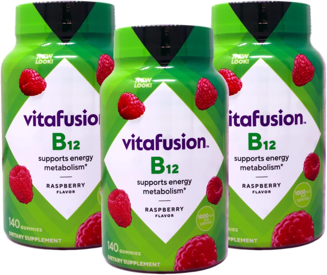 Vitafusion B-12 1000 mcg, 3 Paquetes (140 Comprimidos)