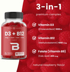 NutraChamps Vitamina D3 y B12 Gominolas con Metil B12 y Folato - 60 Gominolas