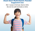 Dr. Wholeness Head Start Multivitamin Powder | Nutrientes esenciales para niños en crecimiento, vitaminas B metiladas, fácil de mezclar, sin sabores, edulcorantes ni conservantes | 60 dosis - 68 g