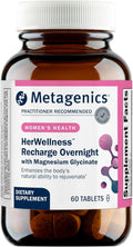 Metagenics HerWellness Recharge Overnight - Apoyo al Sueño Femenino con Magnesio Quelado, Albahaca Sagrada, Zinc y Vitamina C - 60 Comprimidos