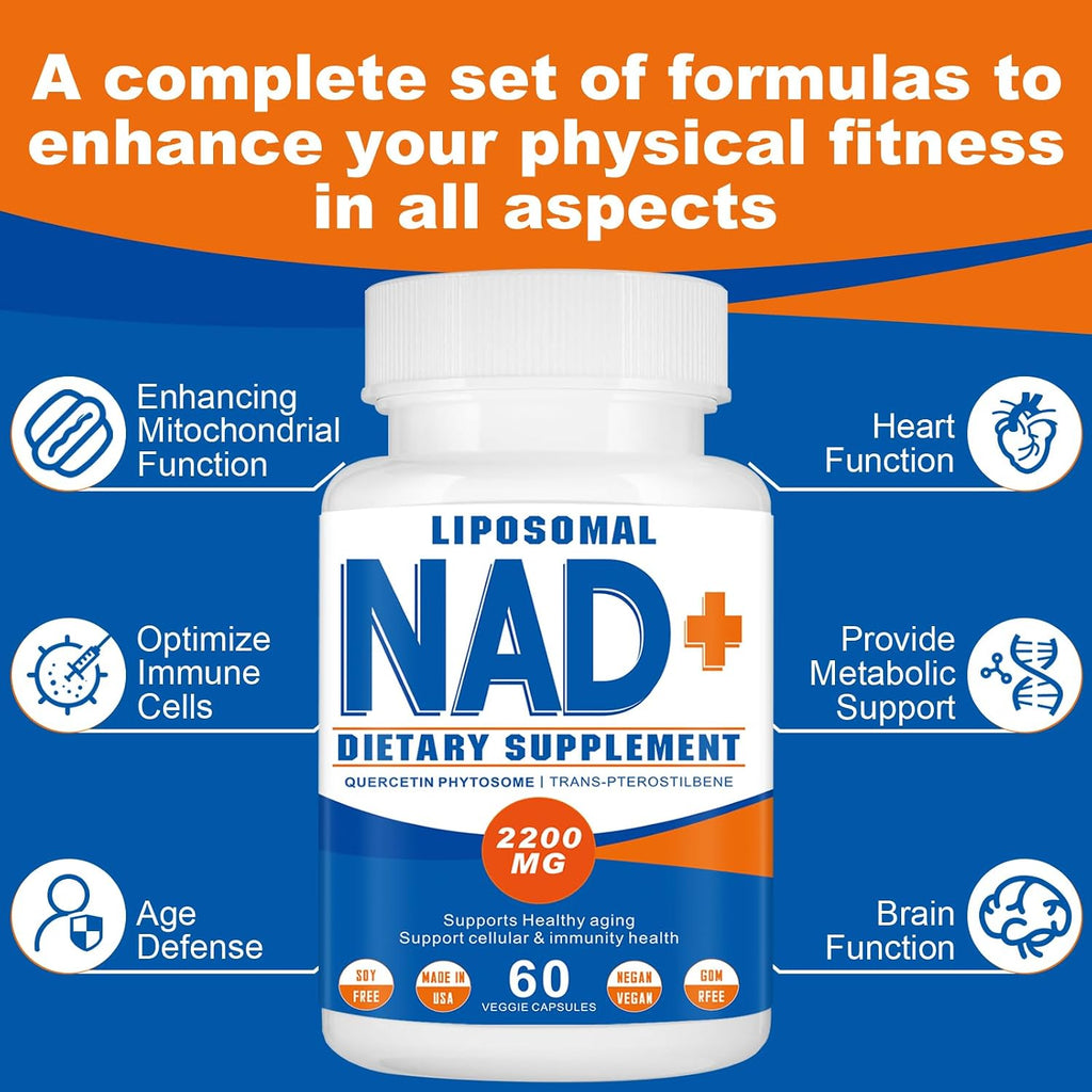 Spliferkou NAD+ Liposomal 2200mg, 60 Cápsulas | Suplemento de NAD+ para Energía Celular y Envejecimiento Saludable