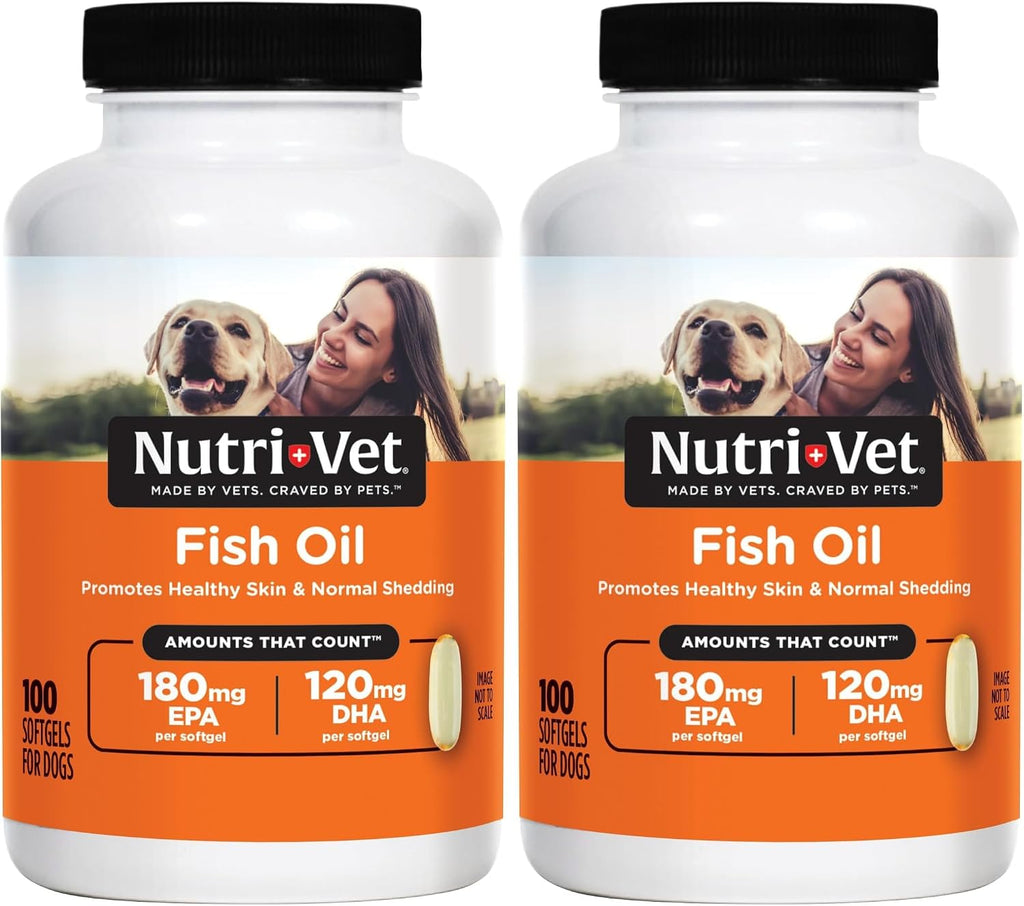 Nutri-Vet Aceite de Pescado para Perros - Suplemento Omega 3 con EPA y DHA, 100 Cápsulas Blandas