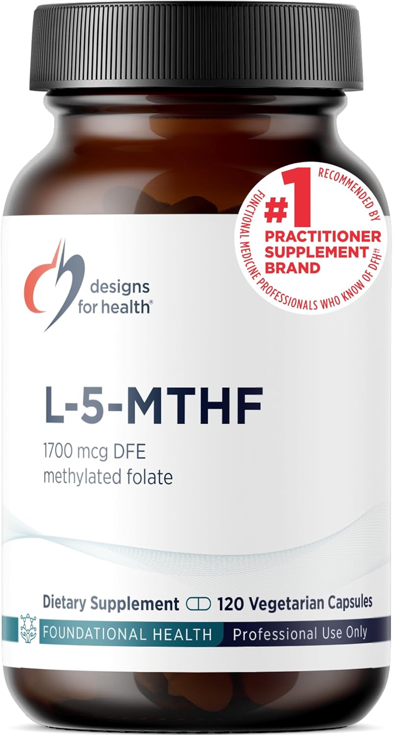 Designs for Health L-5-MTHF - Quatrefolic® Metilfolato 1mg (1700mcg DFE) - 120 Cápsulas