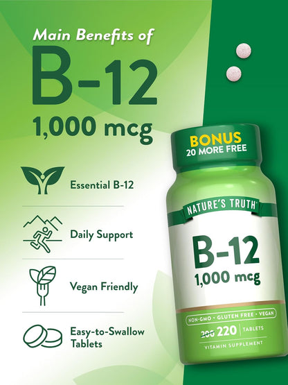 Vitamina B12 1000 mcg – 220 Comprimidos Veganos – Nature's Truth – Image 5