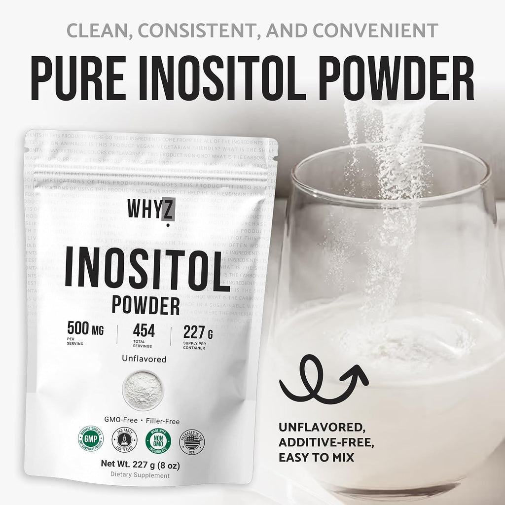 Inositol Powder 8oz, Natural Inositol Supplement for Ovarian Support, Fertility and Hormonal Balance, Pure Inositol Powder, Inositol Supplement for Energy, Brain Health, 454 Servings