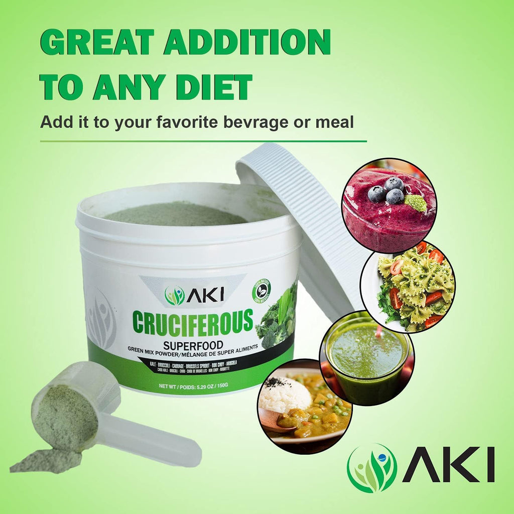 AKI Cruciferous Superfood Green Mix Powder - Mezcla de Verduras Crucíferas (150g)