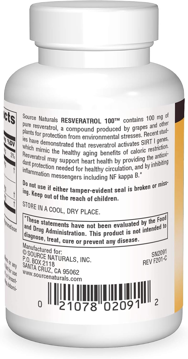 Source Naturals Resveratrol 100 - 100 mg, 60 Cápsulas Vegetarianas