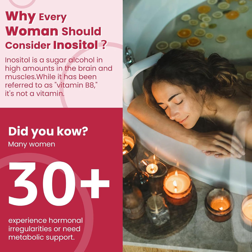 Inositol Gummies con Aceite de Onagra para Mujeres - 40:1 Myo-Inositol 2000mg & D-Chiro Inositol 50mg con Vit D3 B6 B12 y Zinc, Sin Azúcar, Vegano (60 unidades)