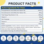 SHINEPAWS Omega 3 para Perros, Masticables de Aceite de Salmón con Omega 3 6 9 (EPA+DHA), Zinc, Biotina y Vitaminas E y C - 120 unidades, Sabor Pollo
