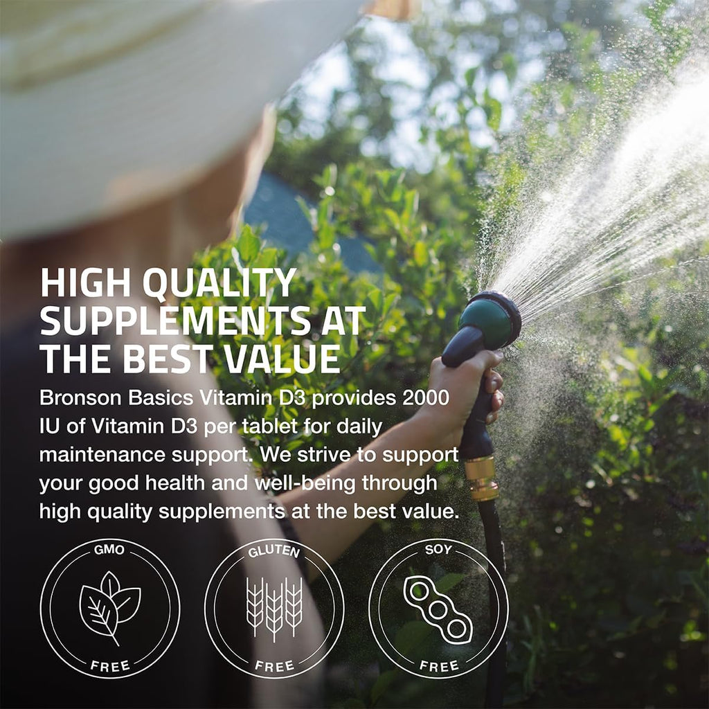 Vitamina D3 2000 IU (50mcg) de Bronson, 360 Comprimidos - No-GMO, Sin Gluten