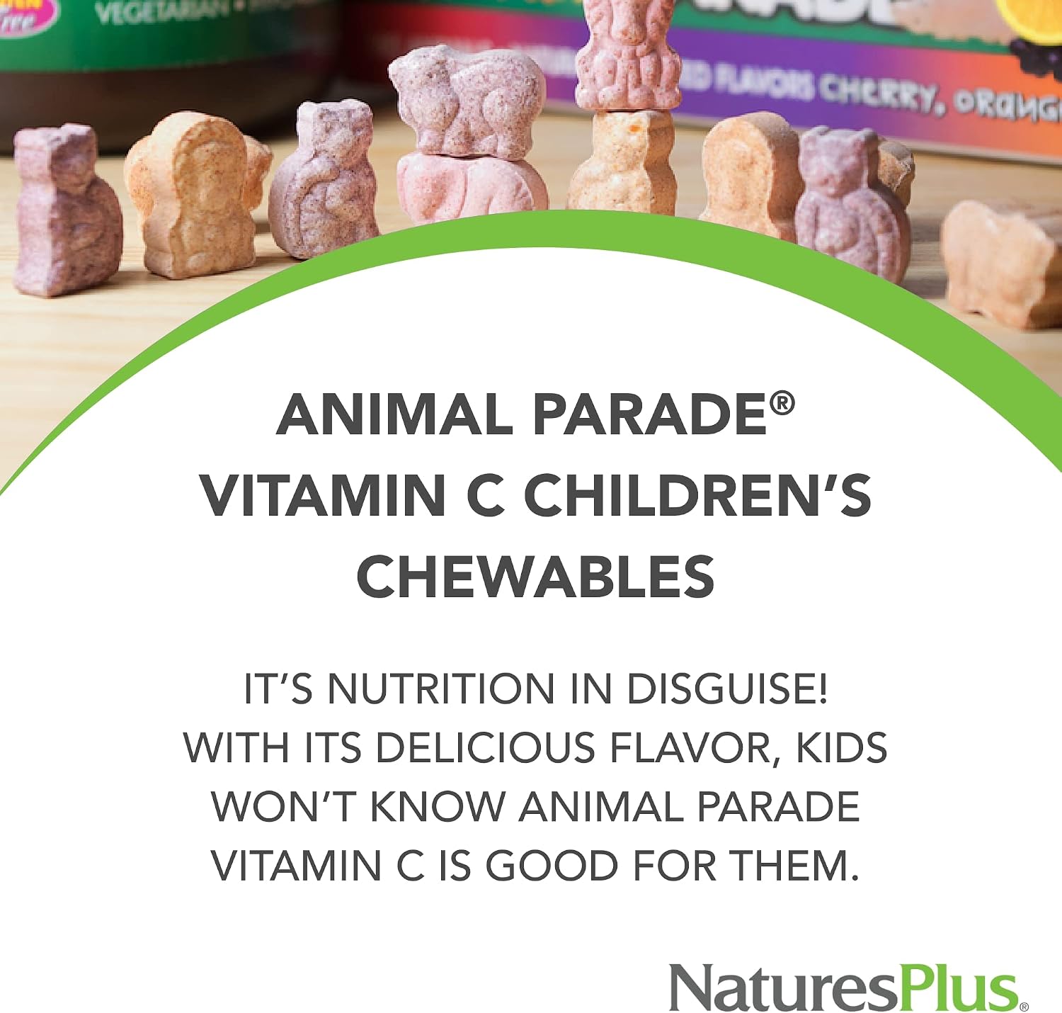 NaturesPlus Animal Parade Vitamina C Infantil - 90 Comprimidos Masticables Sabor Naranja