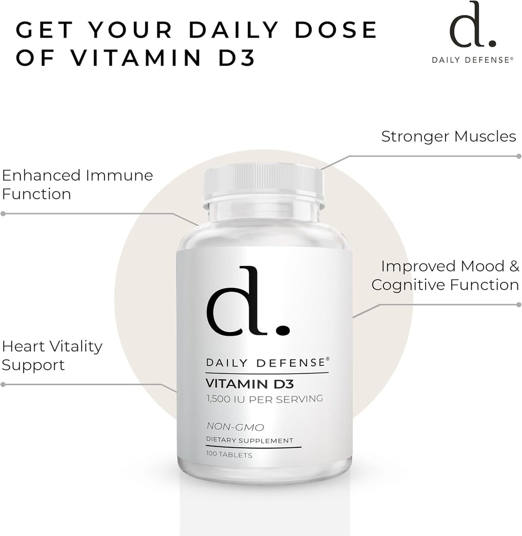 Immune Defense Supplements Vitamina D3 1500 IU, 100 Comprimidos