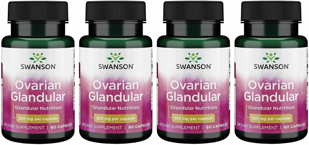 Swanson Ovarian Glandular - Complemento para la Salud Glandular Femenina - 2 Frascos de 60 Cápsulas (250 mg cada una)
