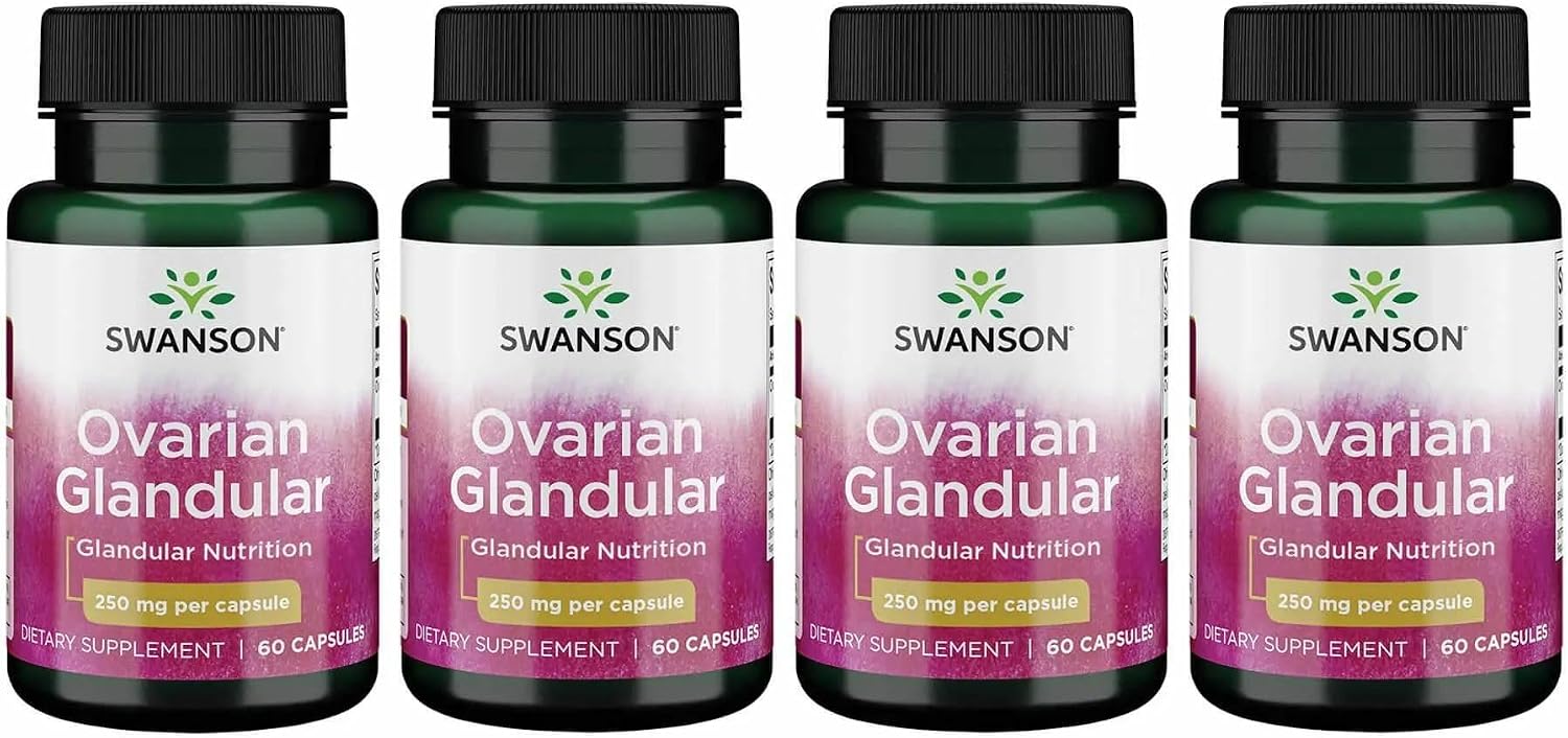 Swanson Ovarian Glandular - Complemento para la Salud Glandular Femenina - 2 Frascos de 60 Cápsulas (250 mg cada una)