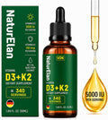 NaturElan Vitamin D3 5000 UI & K2 (MK-7) Gotas con Aceite MCT - 1,69 fl oz